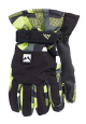 Mănuși de schi cu imprimeu geometric, negru cu verde lime